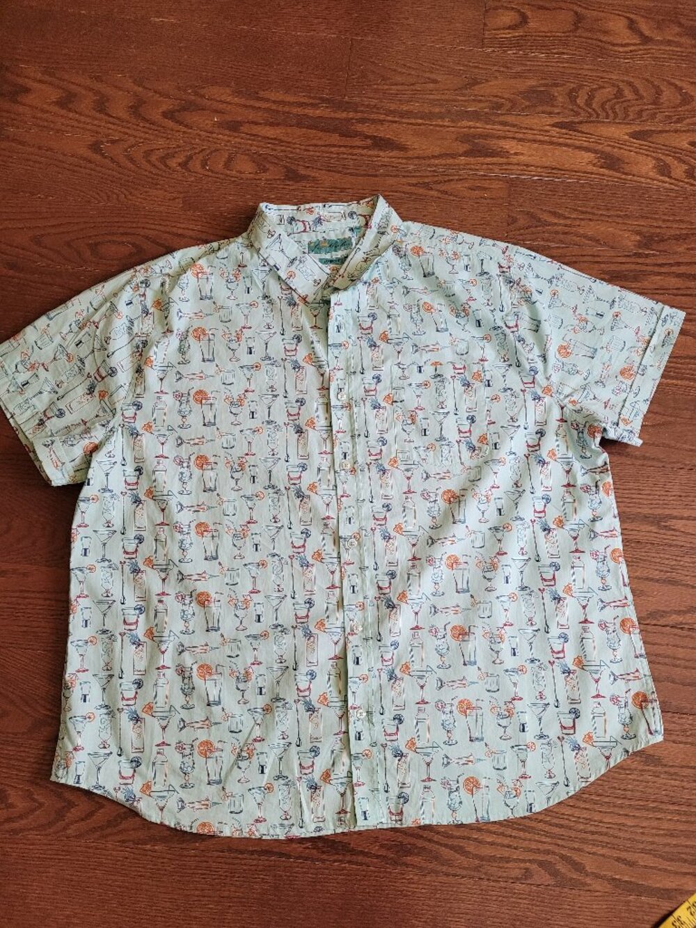 Joe Marlin Happy Hour Tapered Fit Cocktail Print Hawaiian Mens XXL Shirt